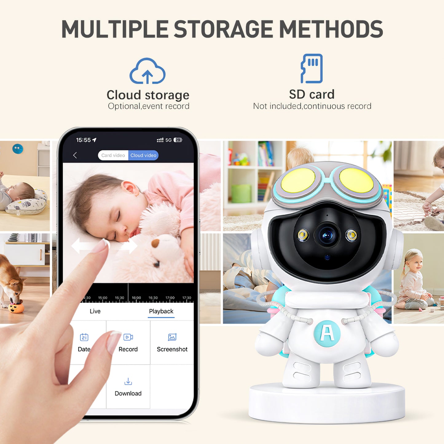 Baby Monitor, 1080P HD Indoor Pan/Tilt Smart Security Camera, 5G Wifi Dog Camera with Night Vision & 2-Way Audio, Motion & Sound Detection for Baby and Pet, Cloud & SD Card Storage