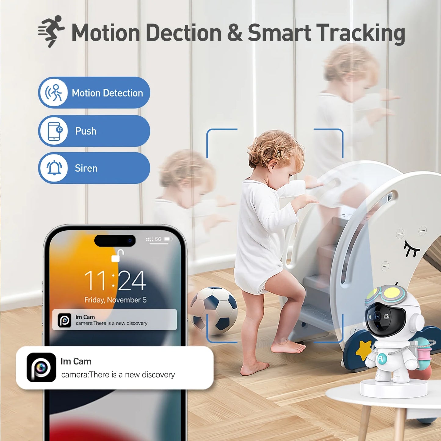 Baby Monitor, 1080P HD Indoor Pan/Tilt Smart Security Camera, 5G Wifi Dog Camera with Night Vision & 2-Way Audio, Motion & Sound Detection for Baby and Pet, Cloud & SD Card Storage