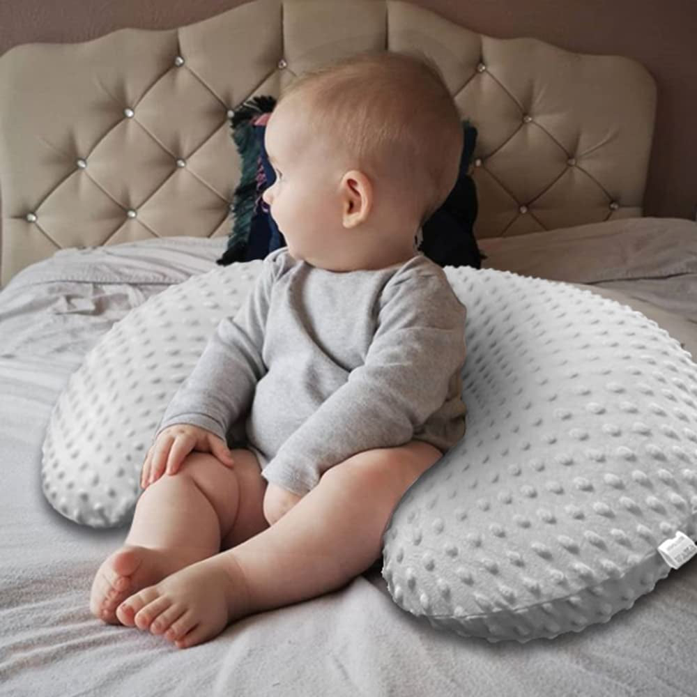 2Pack Nursing Pillow Cover White&Khaki Nursing Covers Set Breastfeeding Pillow Slipcover Fits Naked Nursing Pillow for Baby Boy Girl(White/Khaki)