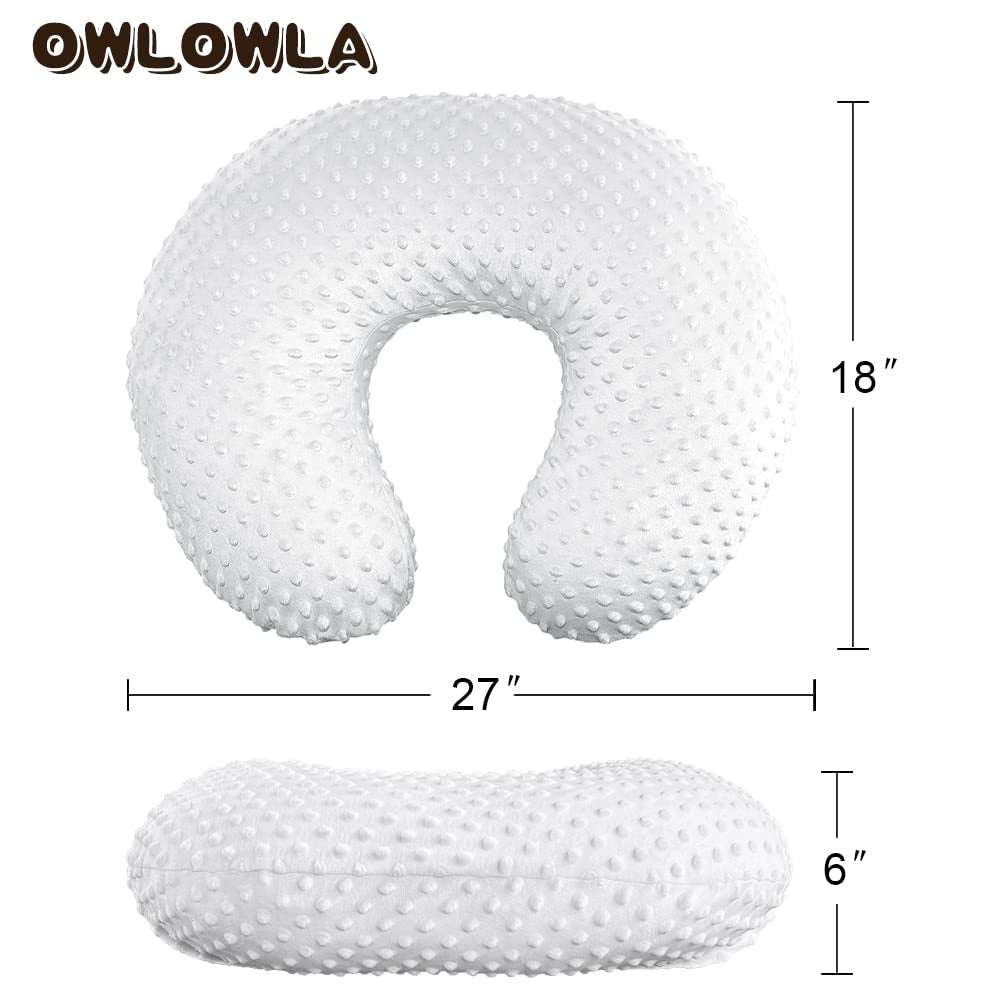 2Pack Nursing Pillow Cover White&Khaki Nursing Covers Set Breastfeeding Pillow Slipcover Fits Naked Nursing Pillow for Baby Boy Girl(White/Khaki)